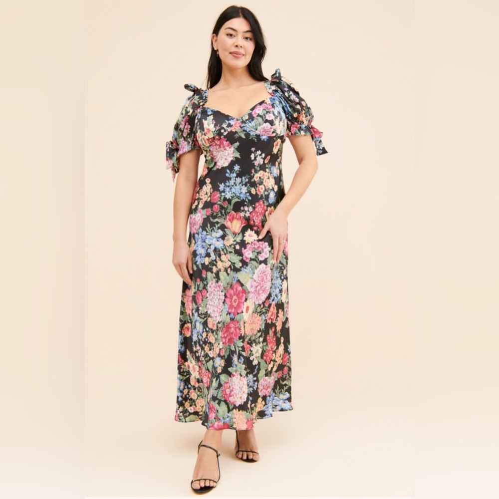 Selkie Puck Poet Slip Dress Maxi Floral Silk Size 2X